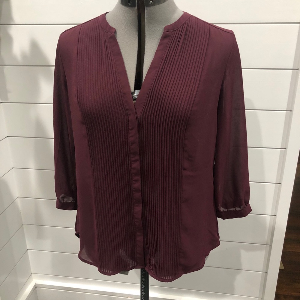H&M Maroon Semi Sheer Blouse size 10